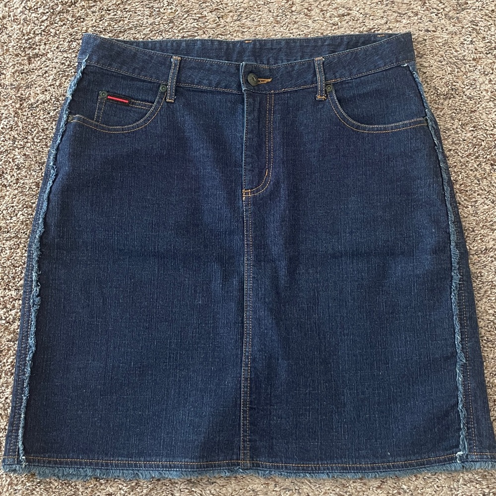 FUBU Denim Skirt with Frayed Hem Size 9/10